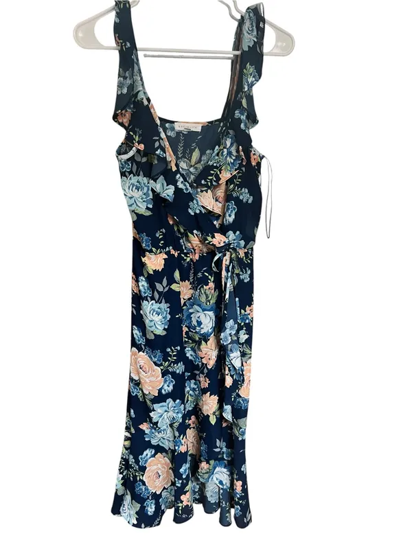 Sleeveless Navy Floral Wrap Dress - Brand: Lulu's - Image 2