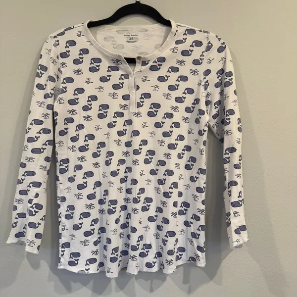 Roller Rabbit Moby Whale Pajamas Set Womens Blue White Pima Cotton PJs - Image 2