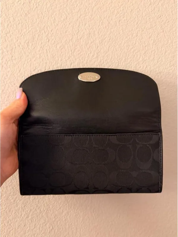Black Coach Wallet with Silver Emblem - Image 5