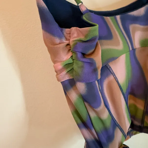 Urban Outfitters Cropped Camisole Tank Pink Purple Green Marble Effect Medium - Image 3