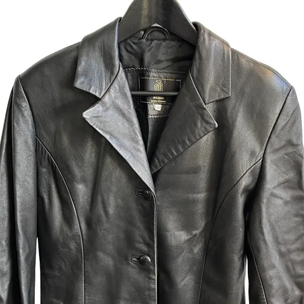 Leather Factory Firenze Italy Womens Black Leather Blazer Jacket Coat Sz 38 US 4 - Image 2