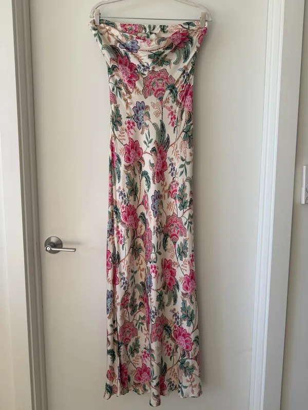 Dress Forum Floral Cowl Neck Maxi Dress in Ivory and Pink - Image 7
