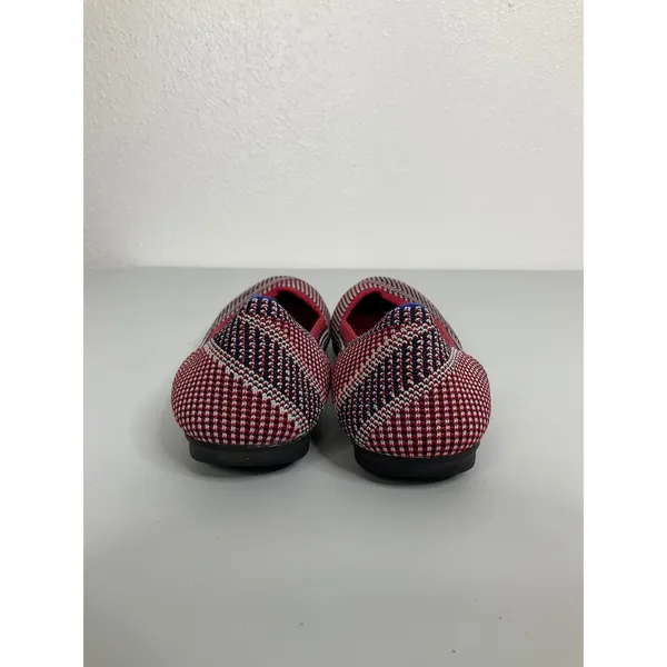 Rothys The Flat Womens 6 Red White Blue Patterned Knit Round Toe‎ Ballet Flats - Image 4