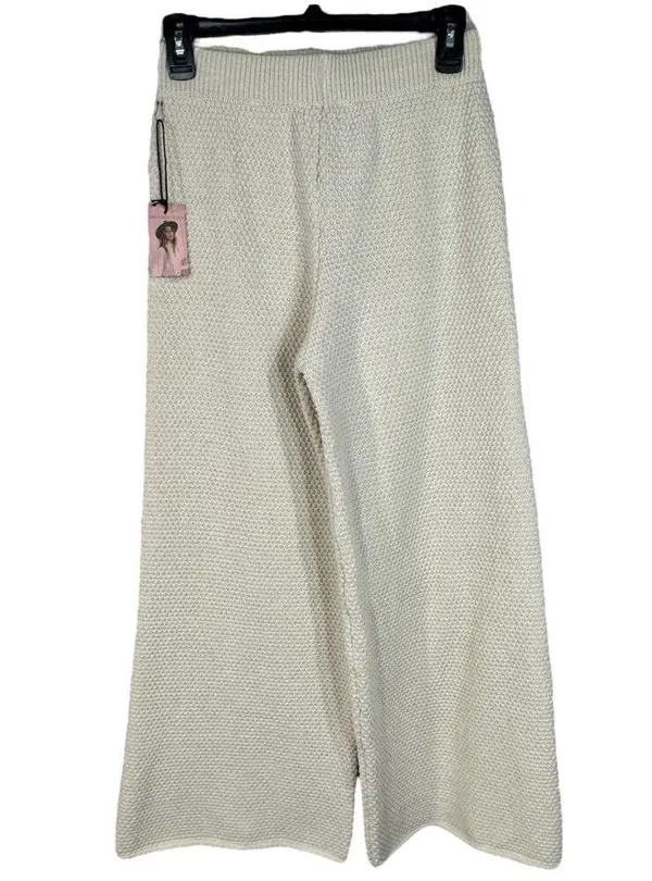 Sincerely Jules Medium Wide Leg Sweater Pants Pull-On High-Rise Stretch Beige - Image 3