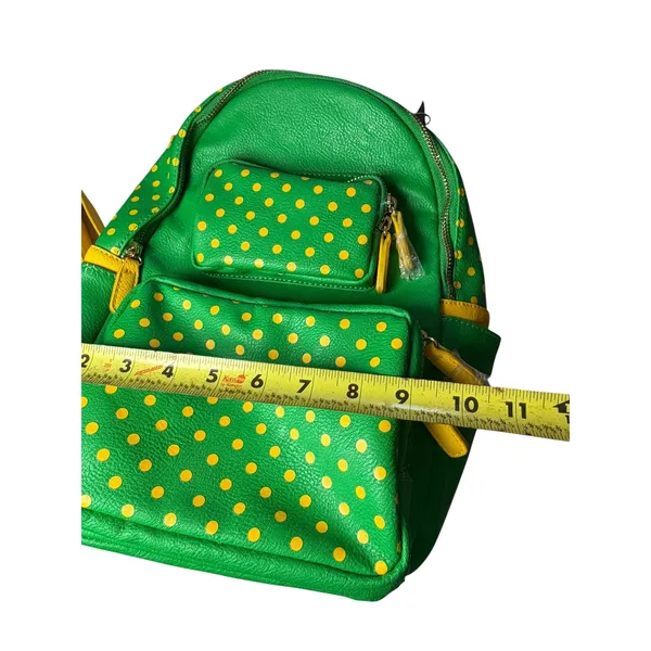 Score‎ The Official Game Day Bag Green Yellow Polka Dot Backpack NWT - Image 4