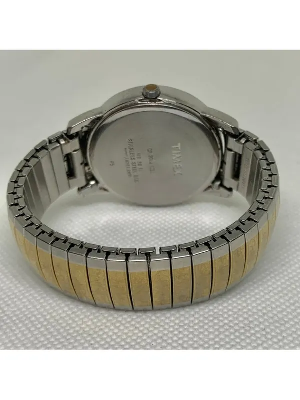 Timex indiglo date women’s watch gold silver tone 35mm quartz analog running - Image 5
