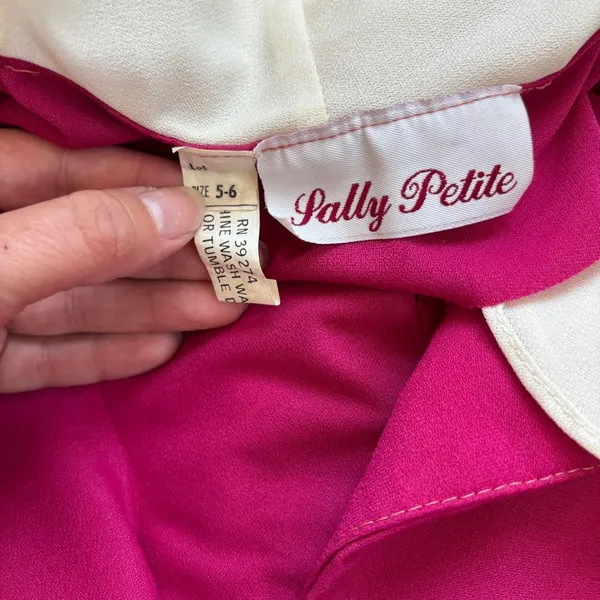 Vintage 70s 80s Pink and White Short Sleeve Midi Dress - Image 12
