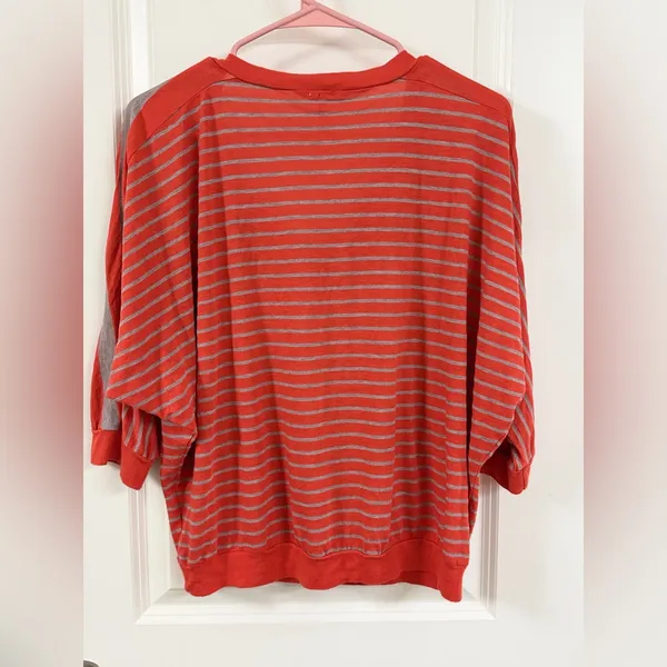 Splendid Vibrant Red and Gray Striped Top - Image 2