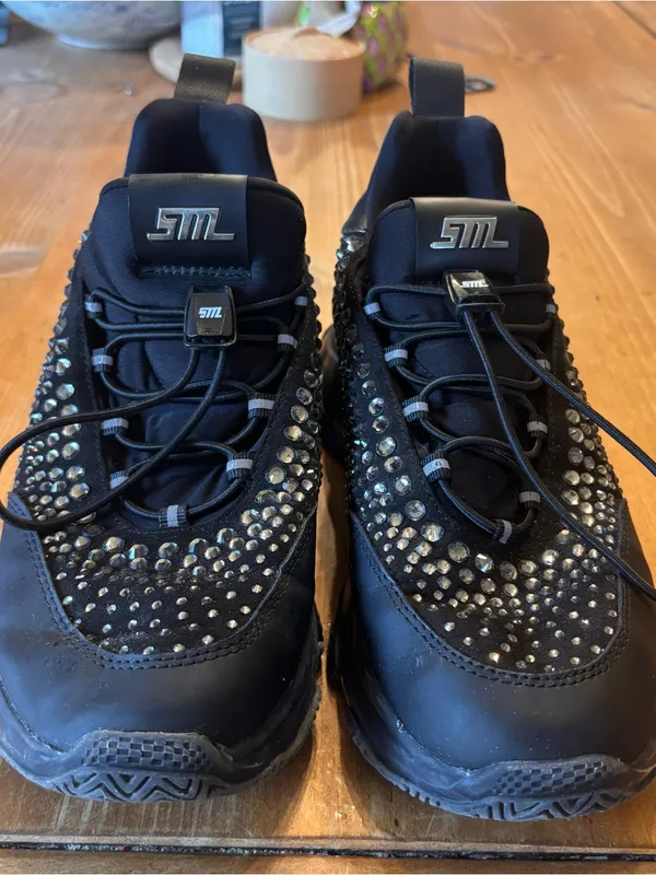 Steve Madden womens Mattie-R rhinestone platform sneakers black 8 - Image 5