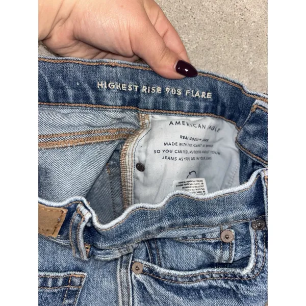 american eagle flare highest rise‎ 90s flare Distressed 0 short - Image 3