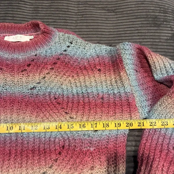 ASTR The Label Pink Long Sleeve Size Small Sweater Top Striped Soft Blue Yellow - Image 4