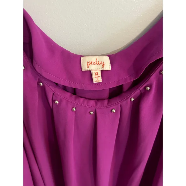 Pixley Purple Cami‎ Top Sleeveless Studded Detail Casual Blouse XL - Image 2