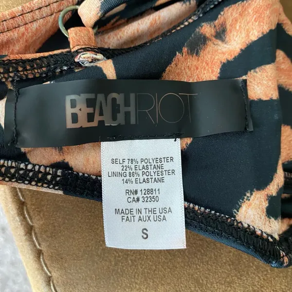 Beach Riot sz S tiger print‎ brown black bralette - Image 2