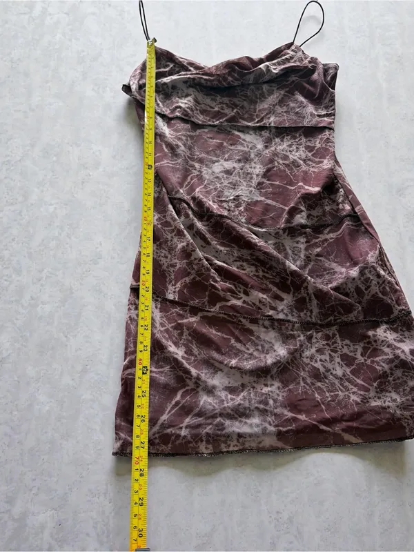 Forever 21 Marble Print‎ Mesh Cowl Neck Mini Dress Size M - Image 6
