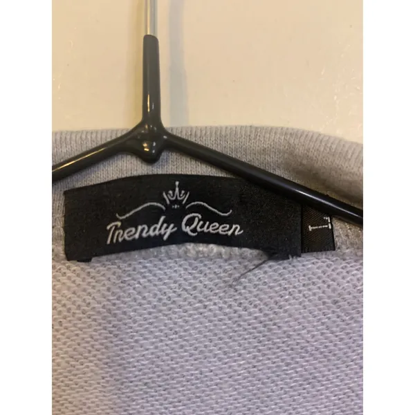 Trendy Queen Pullover Womens Large Gray Excellent Cropped Quarter Zip Sweatshirt - Image 3