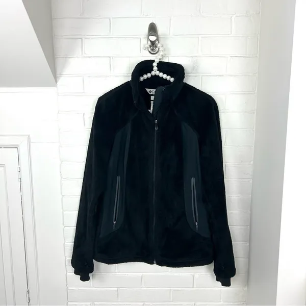 Columbia Black Zip Up Interchangeable Fuzzy Faux Fur Jacket Size M - Image 2