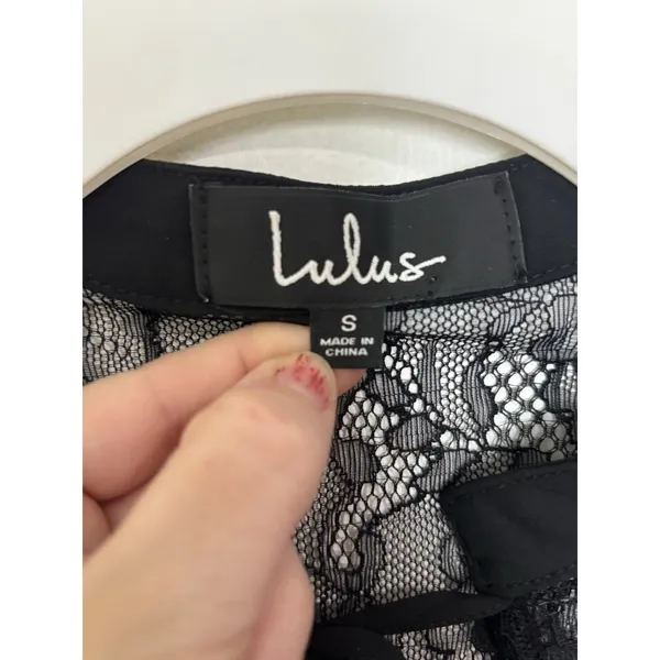 Lulu’s Black Sheer Lace Top S Whimsigoth Dark Fairy Witchy Vamp Edwardian - Image 5