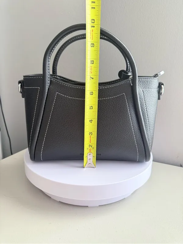 Classic Black Structured Faux Leather Tote Bag - Women's Handbag - Image 5
