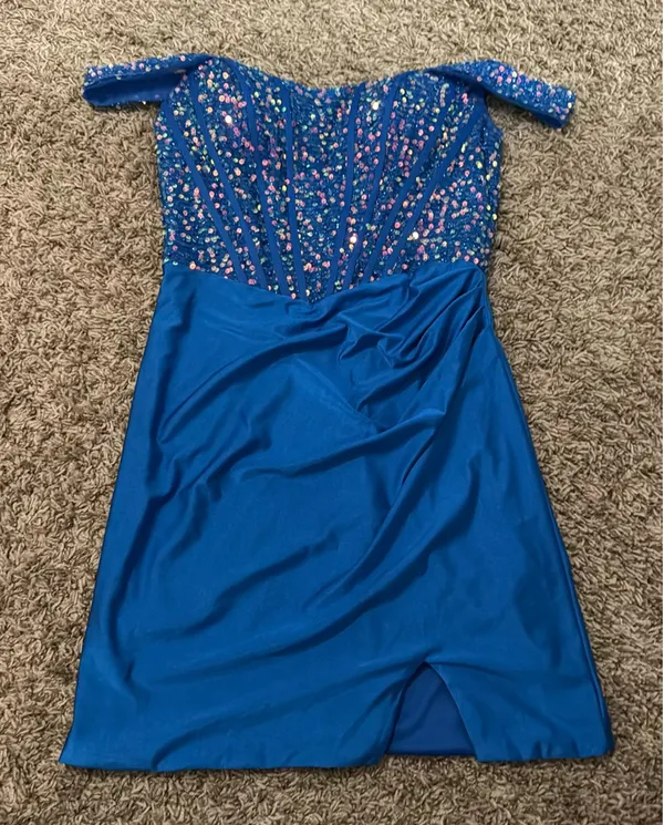 Stacees ocean blue Mini Dress Size 8 - Image 4