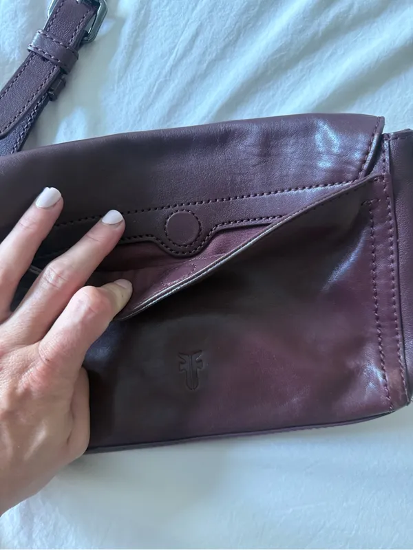Frye Leather Crossbody Bag in Deep Burgundy maroon - Image 3