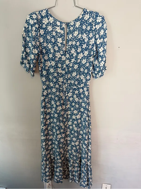 Reformation Nantes Midi Dress Blue Floral Mari Print 4 - Image 3