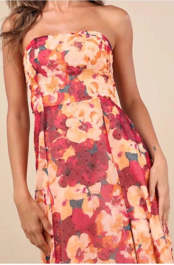 Strapless Floral Dress - Image 2