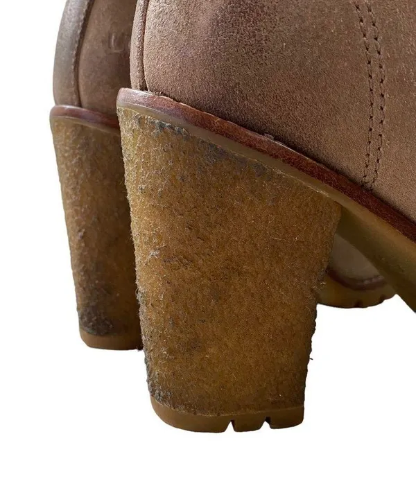 UGG Authentic Calynda Tan Mid Ankle Lace Up High Heel Boots Genuine Leather - Image 14