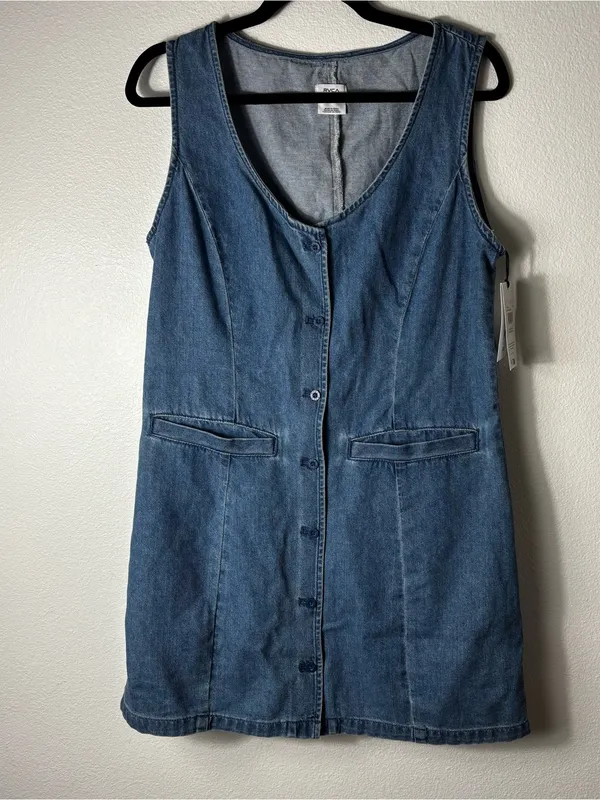 RVCA Lainey Mini Denim Dress NWT Fitted Waist Size L - Image 2