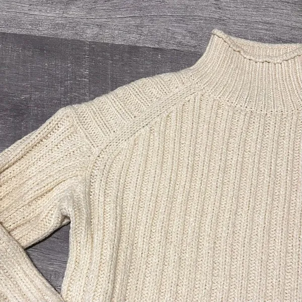 Kut From The Kloth Leona Ribbed Turtleneck Sweater Womens M Ivory Chunky Knit - Image 4