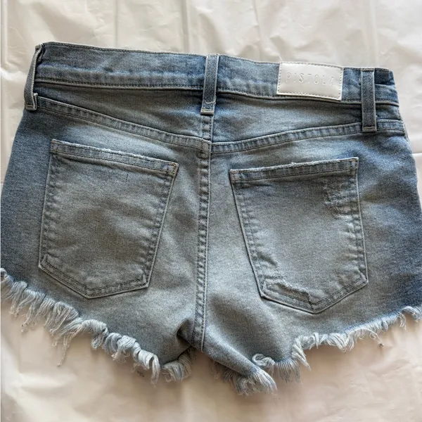 Pistola Frayed Hem Jean Shorts in Light‎ Blue - Image 3