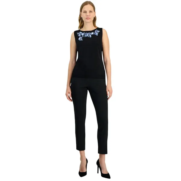 Kasper Womens Sleeveless Embroidered Sleeveless Top 10924833 Black XS - Image 8