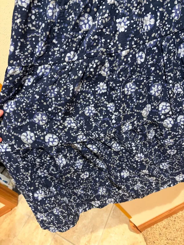 Madewell Cross-Back Halter Midi Dress in Vineyard Medallion Navy Blue - Image 7