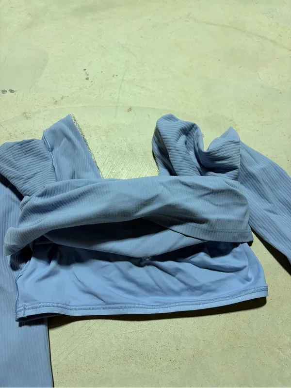 Aerie offline long sleeve ribbed cropped shirt blue small - Image 9