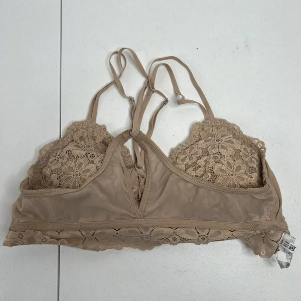 Aerie Size L Bra Snowday Chenille Lace Padded Triangle Bralette Sands Beige Cozy - Image 10