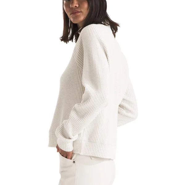 The North Face Mock Neck Chabot Waffle Knit Pullover Women's Small White Granola - Image 3