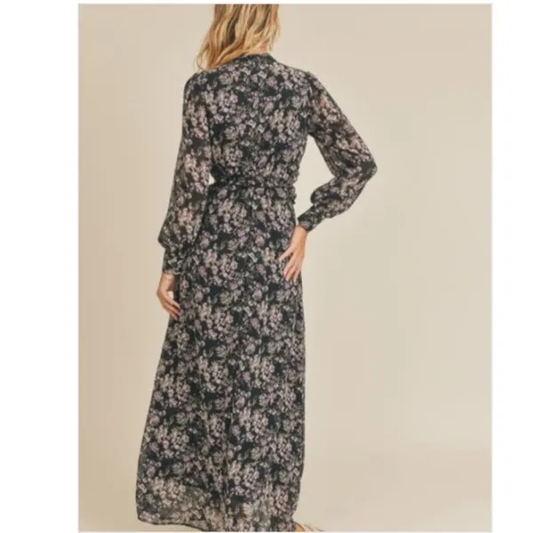 NWT Lush Long Sleeve Floral Maxi with Side Cut Out - Image 5