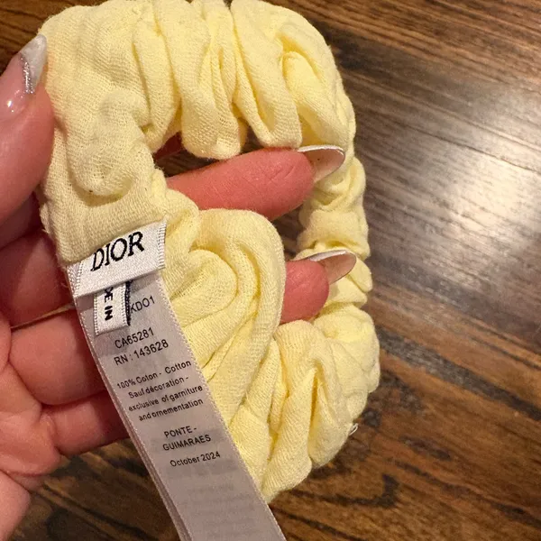 Brand New Dior Beauty Pastel Pink and Yellow Cotton Scrunchies Set of 2 - Image 6