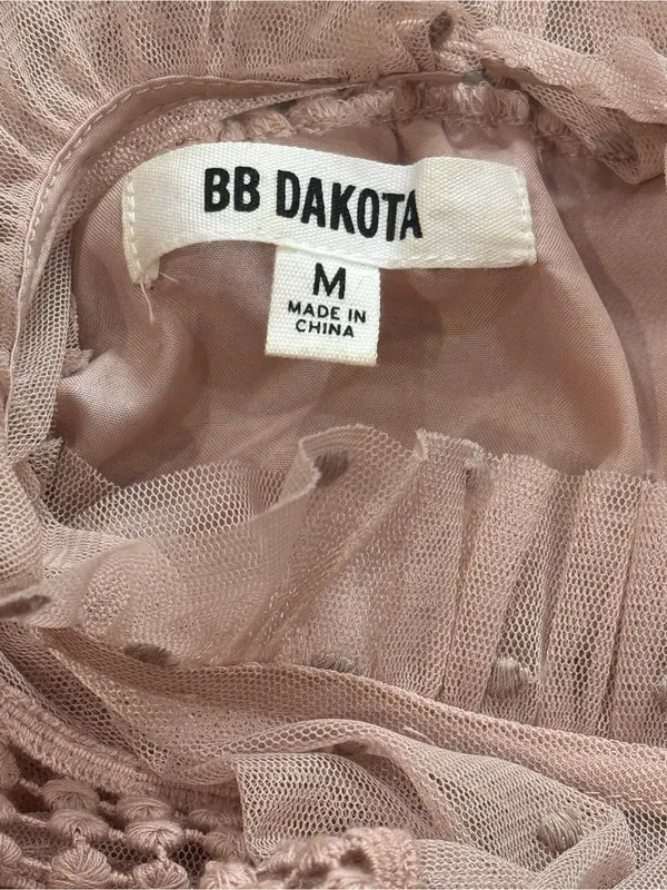 BB Dakota Roslyn Swiss Dot Victorian Blouse Champagne Pink Blush Shirt Medium - Image 7