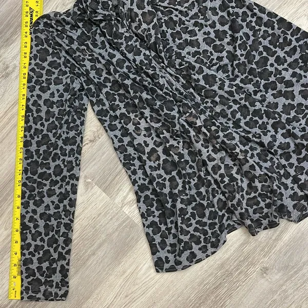Allen Allen Gray, Black & Purple Leopard Print Open Front Cardigan Size Medium - Image 10