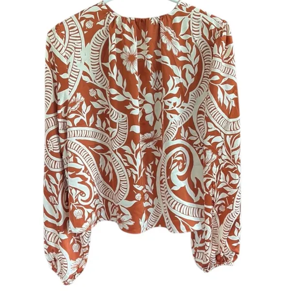 EUC Joie Floral Blouse Chestnut Cream Size Large - Image 8