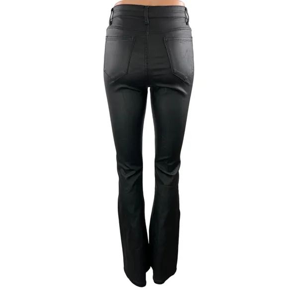 Edikted Women's Black Coated High Rise Slim Bootcut Flared Denim Jeans Size M - Image 3