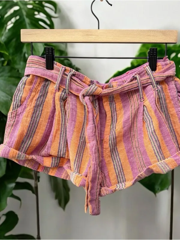 Free People Barbados Blooms Striped Shorts Size 2 - Image 3