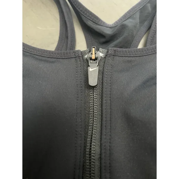 Nike Dri-Fit Sports Bra Women’s Sz S Racerback Zip Up Padded Compression Black - Image 2