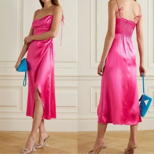 Reformation Silk Marguerite Midi Dress‎ in Pink Size 2 Formal - Image 3