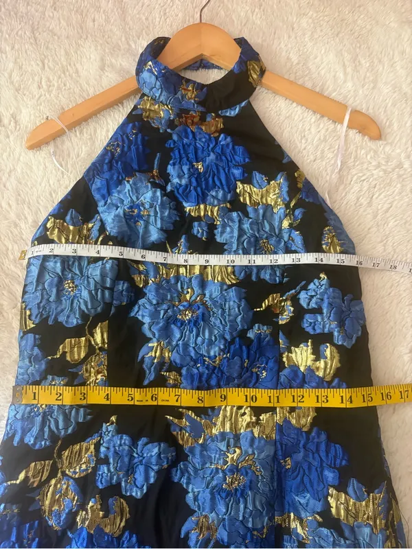 Lulus Extraordinary Impression Black Floral Jacquard Halter Mini Dress Large NWT - Image 7