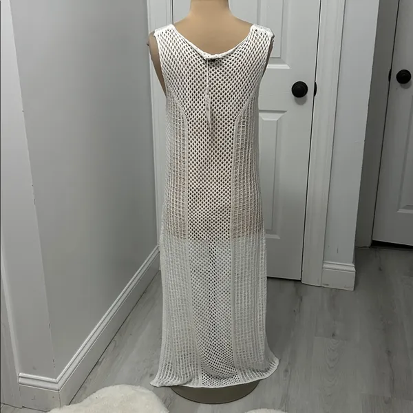 Zara White Crochet Cover Up Maxi Dress - Image 2