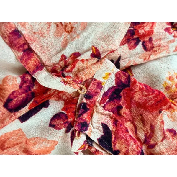 Billabong Pink Floral Boho Romper V-Neck Ruffle Hem Size‎ 6 - Image 13