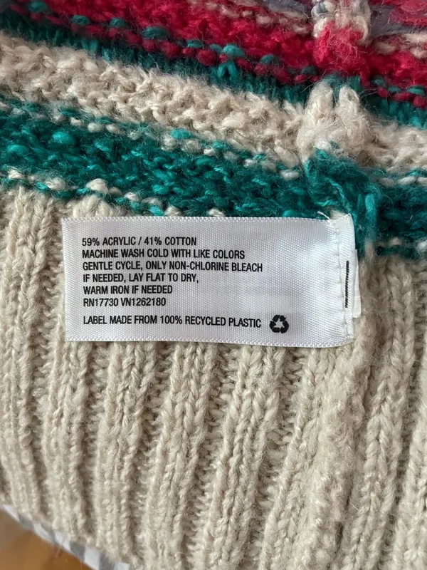 Mossimo Supply Co. Cream Open-Front Cardigan with Pink, Teal & Black Accents - Image 5