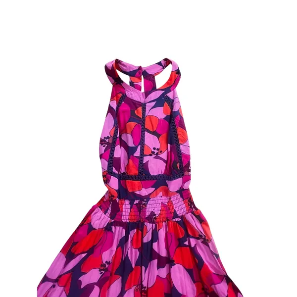 Abel the Label Charlotte Floral Halter Maxi Dress Pink Red Boho | M - Image 4