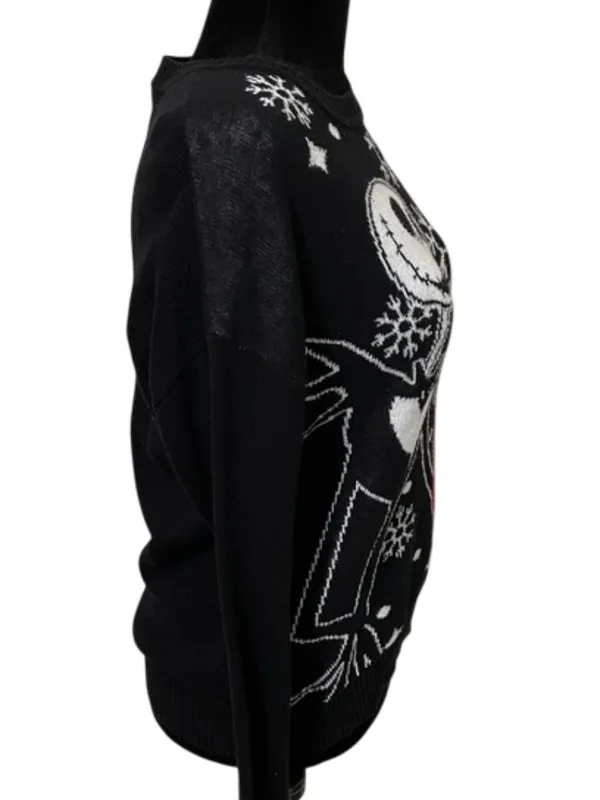 Disney Nightmare Before Christmas Jack Sally Sweater Unisex Medium Black Knit - Image 6